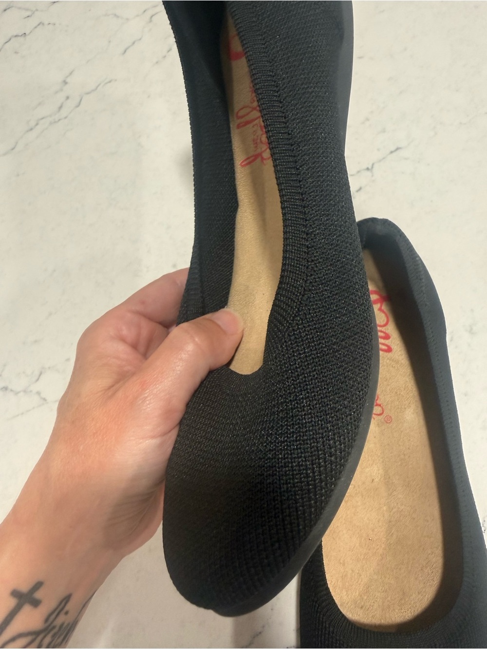 Jellypop Black Knit Memory Foam Round Toe Slip-On Ballet Flats Women's 8 - Picture 5 of 11